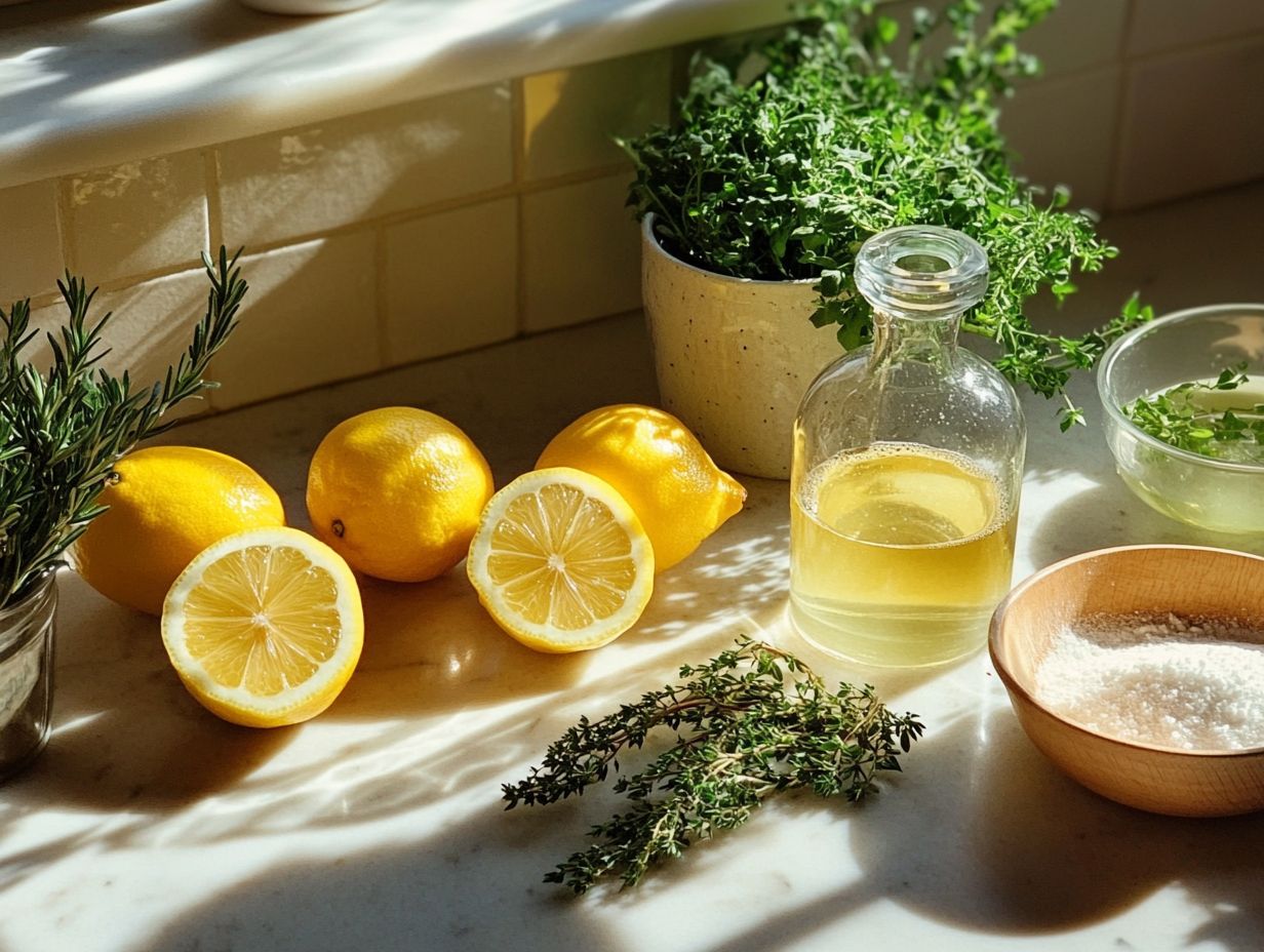 A selection of essential oils for natural cleaning.