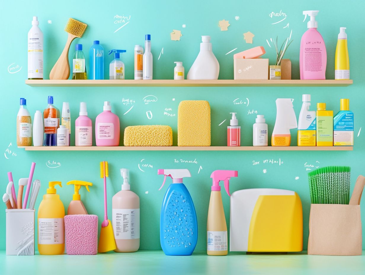 An illustration of common cleaning mistakes to avoid, featuring various household cleaning tasks