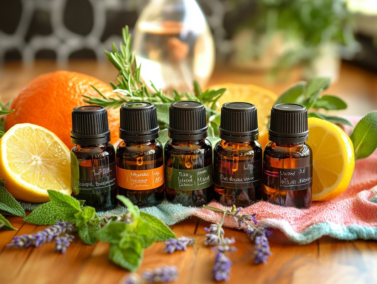 An infographic listing frequently asked questions about essential oils for cleaning