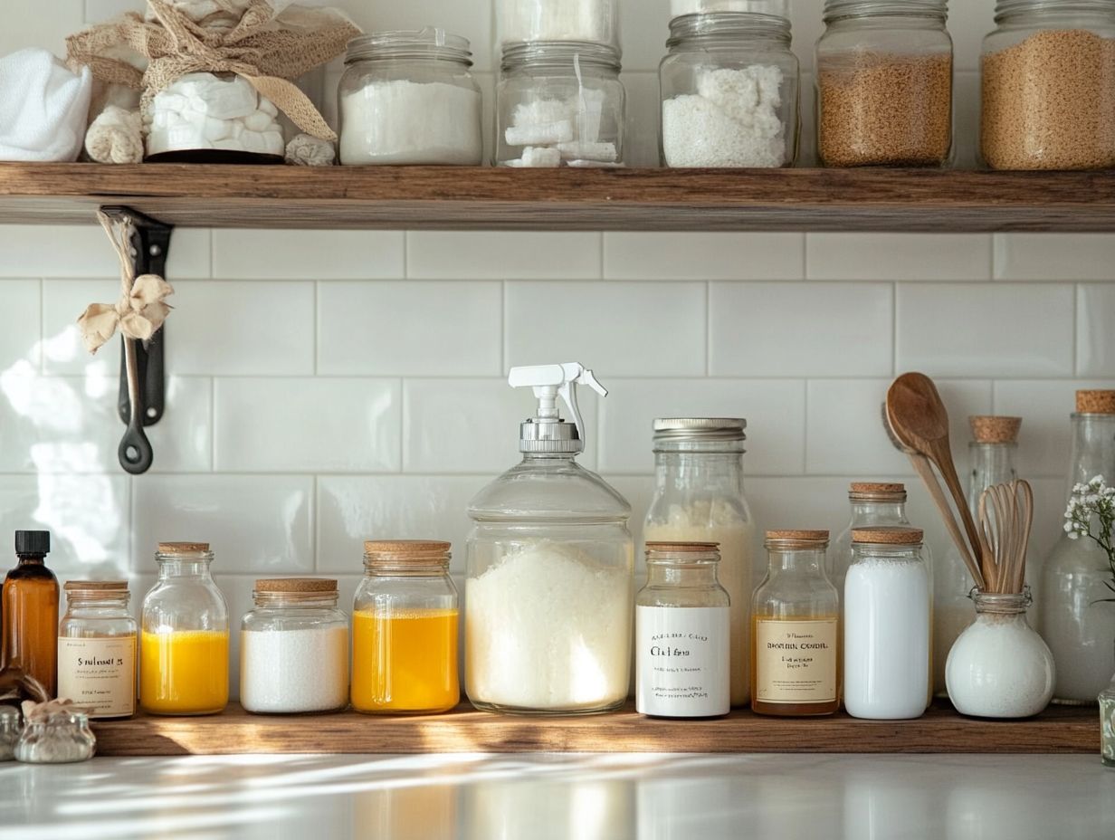 Infographic showing key takeaways for storing homemade cleaning products.