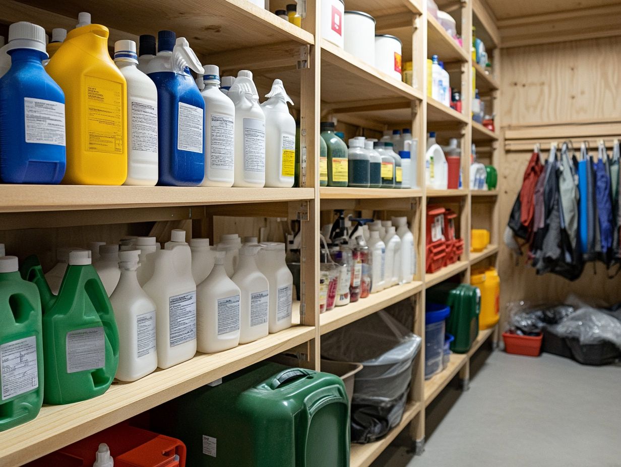 Example of proper labeling on cleaning solution containers