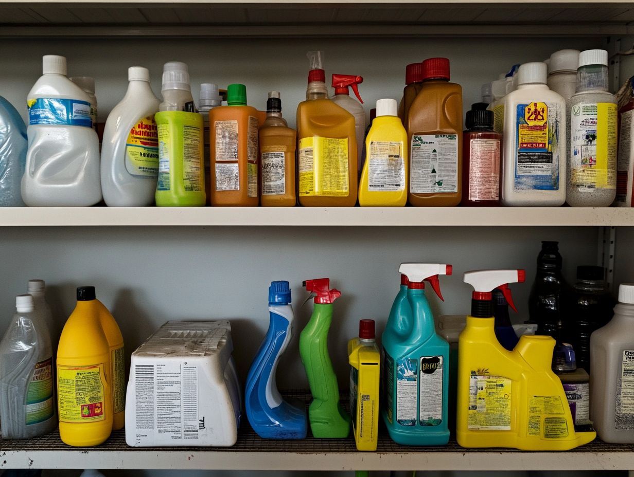 Illustration of safe storage practices for household cleaners