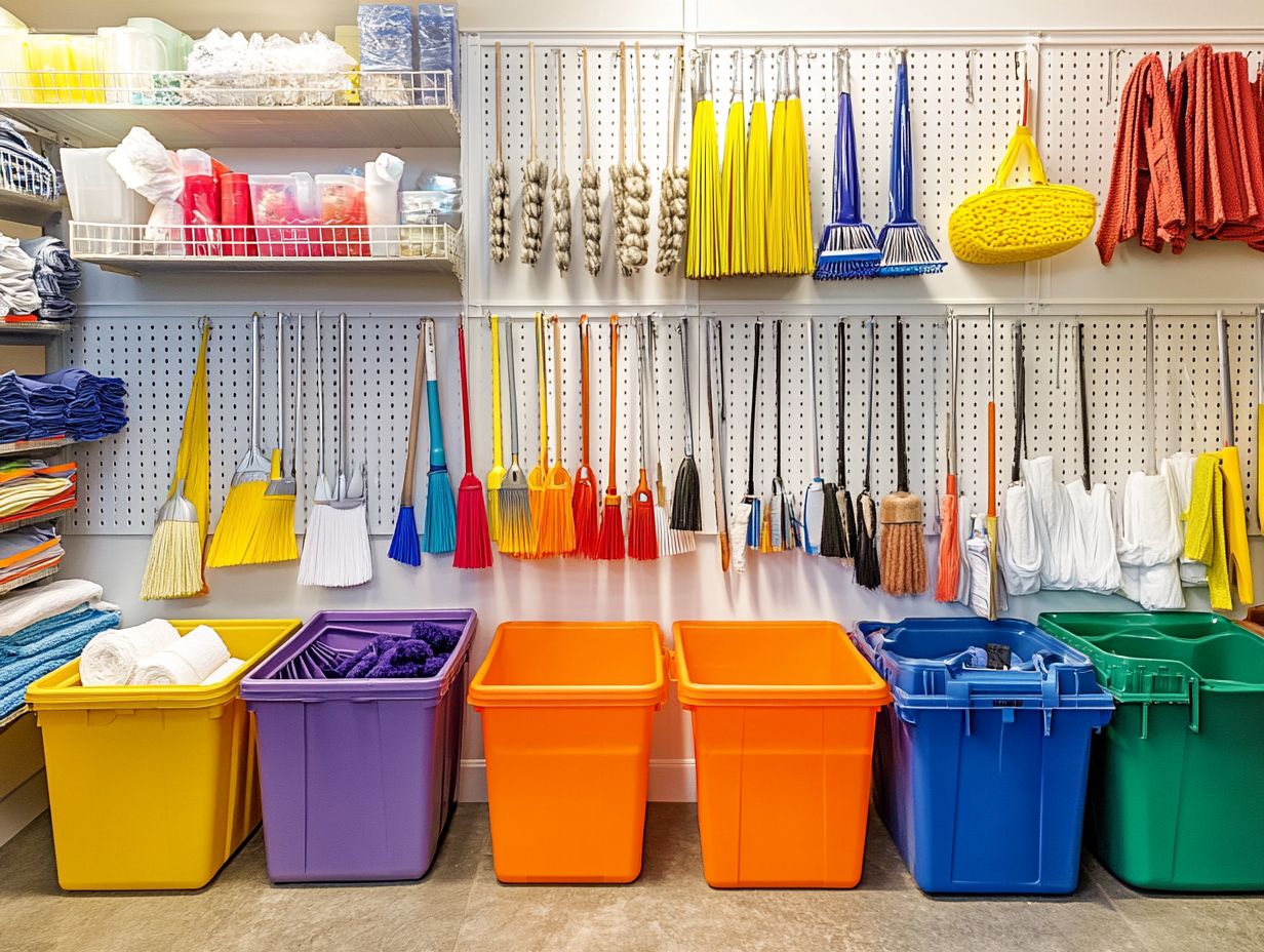 Best practices for storing cleaning rags and mops