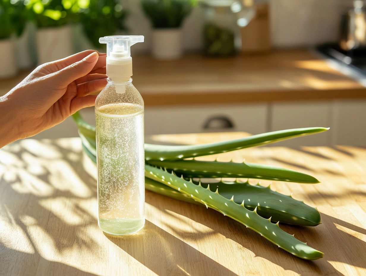 Image summarizing frequently asked questions about using Aloe vera in homemade cleaners.