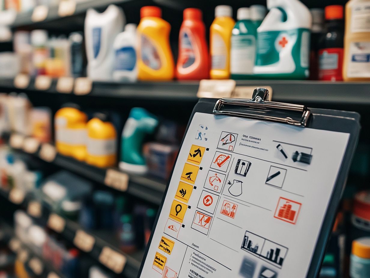 Illustration of safety measures for preventing eye contact with cleaning products