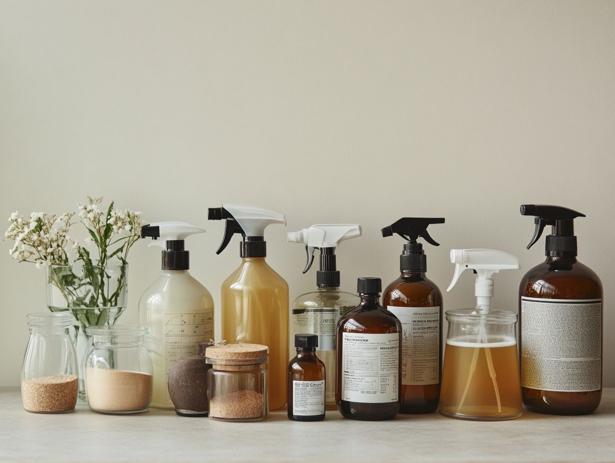 A variety of glass containers ideal for storing cleaning products safely.