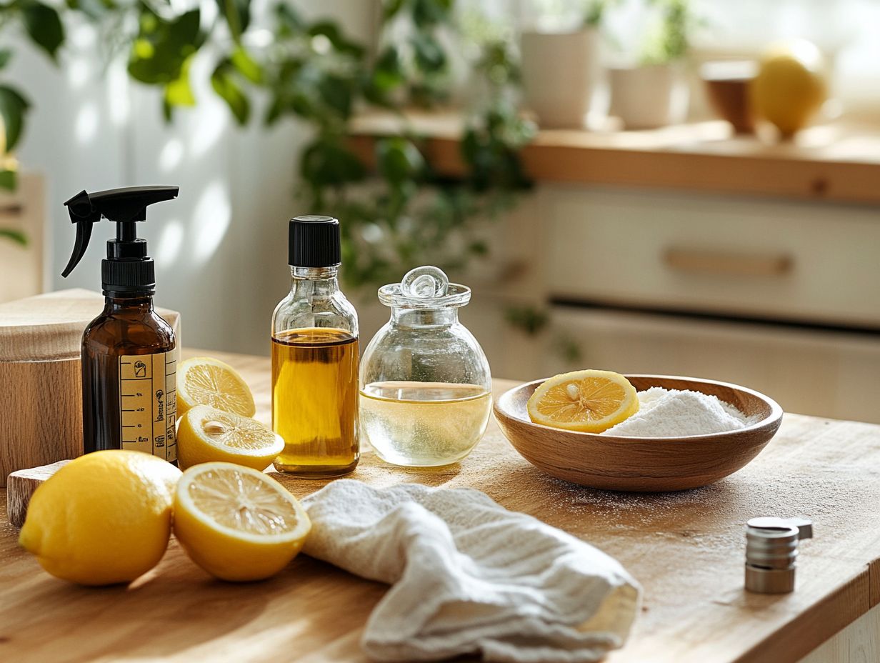 A bottle of peppermint essential oil, an invigorating cleaning ingredient.