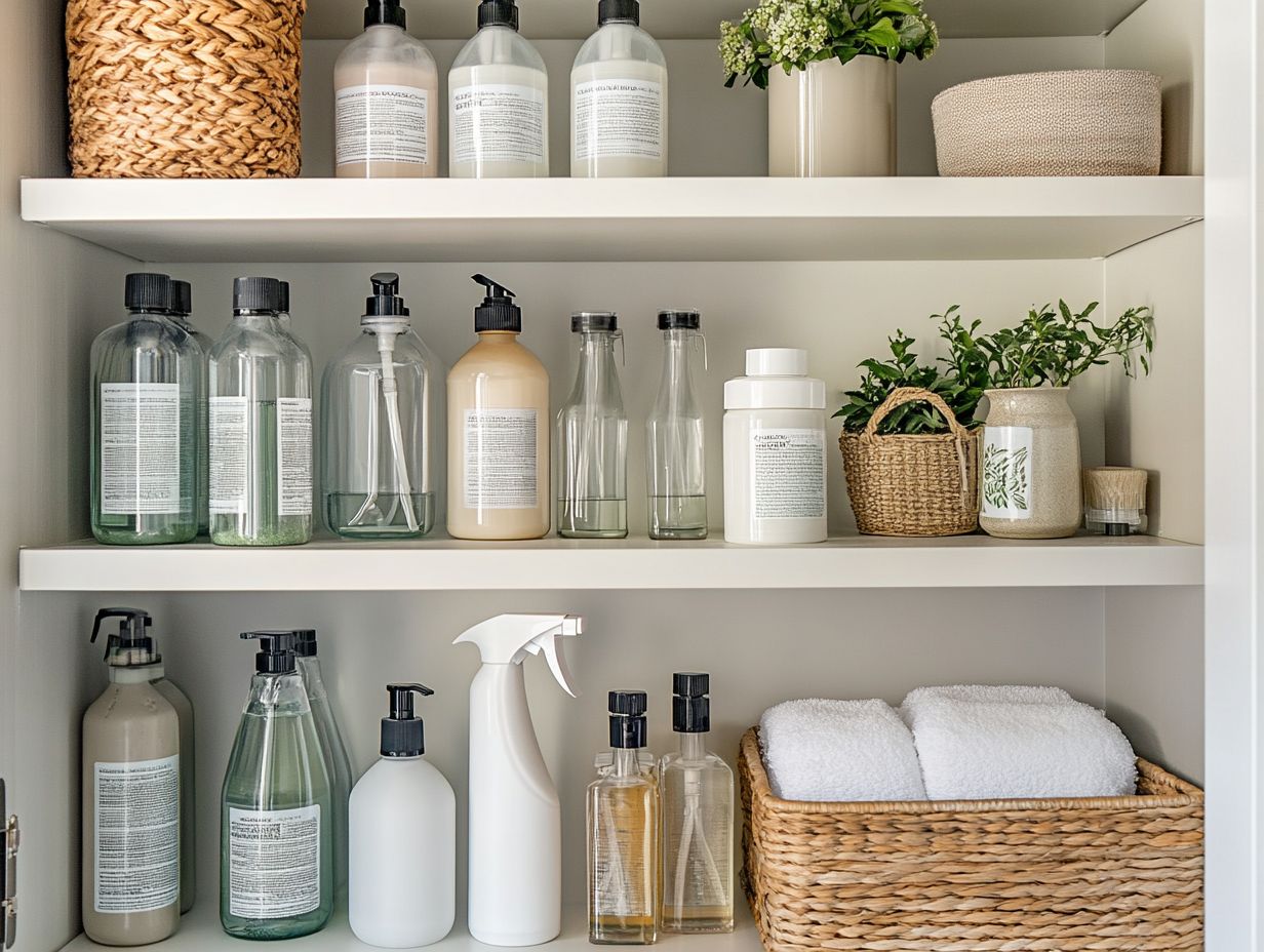 Illustration of guidelines for storing non-toxic cleaners.