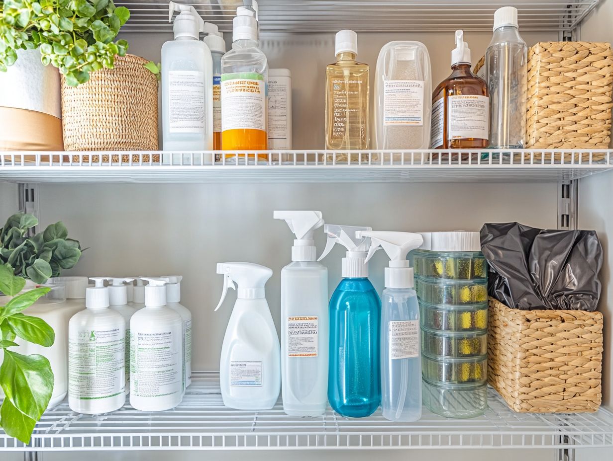 Visual representation of key takeaways for storing non-toxic cleaners.