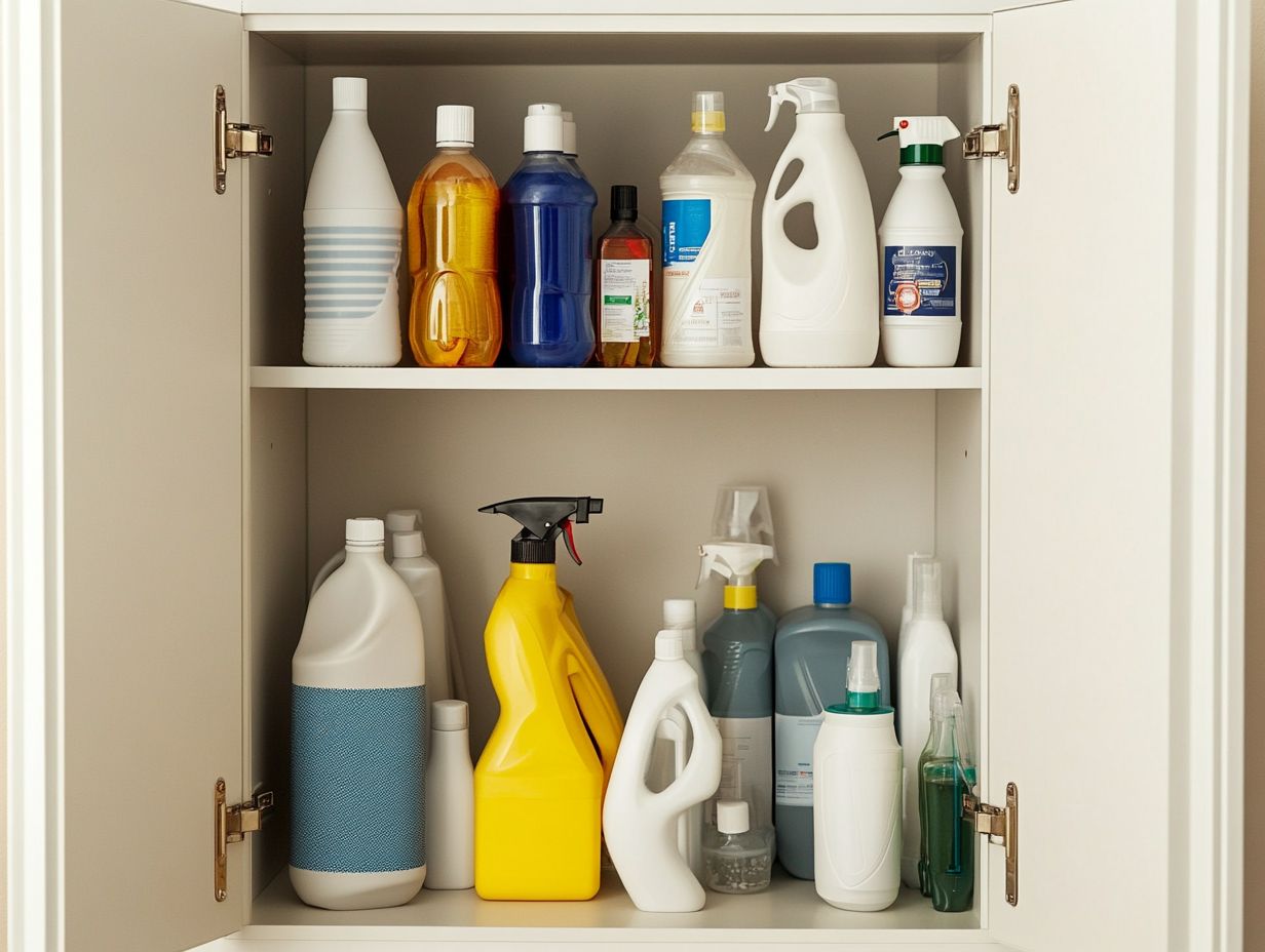 An infographic summarizing the key takeaways for decluttering your cleaning supplies.