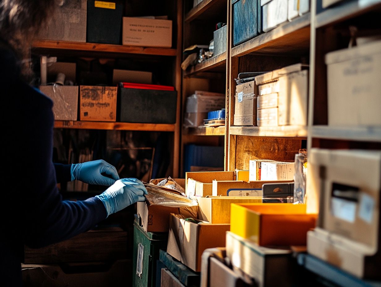 Protective gear used for cleaning storage areas, including gloves, masks, and goggles.