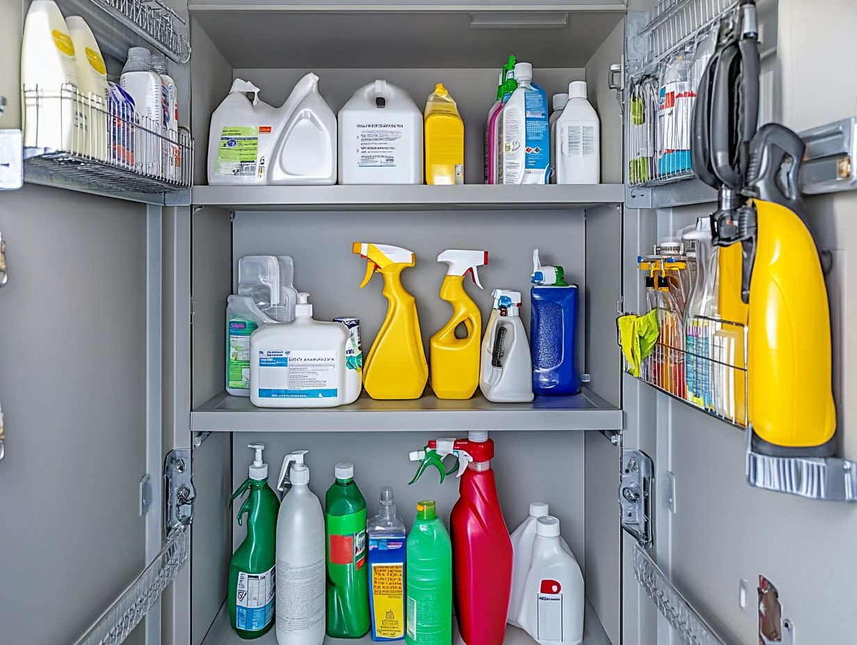 Image showing how to create a safe and organized cleaning supply station for families.