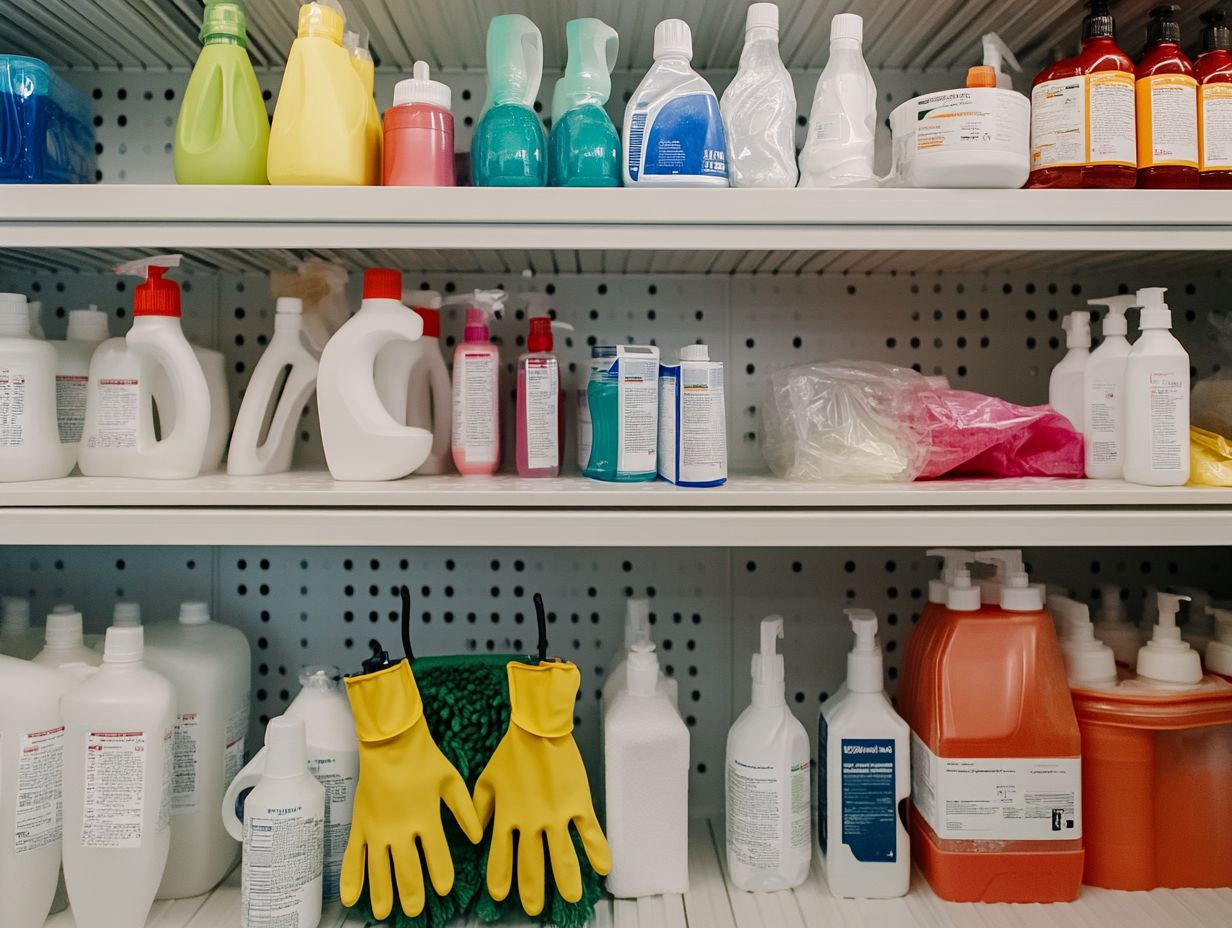 Cleaning supplies stored and disposed of safely