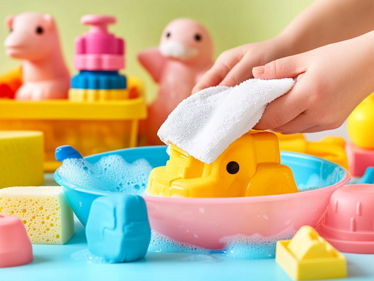 Illustration showing tips for keeping toys clean and safe for children