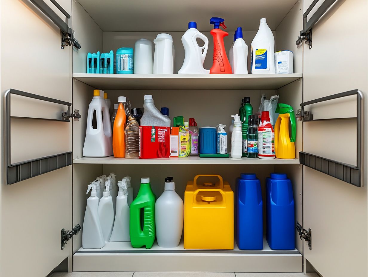 Visual guide on proper disposal methods for cleaning supplies