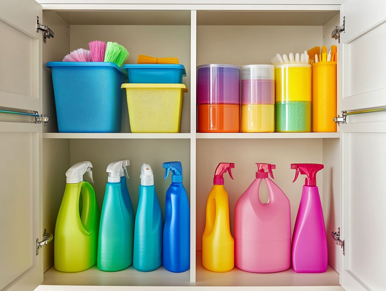 Using proper containers to store cleaning supplies