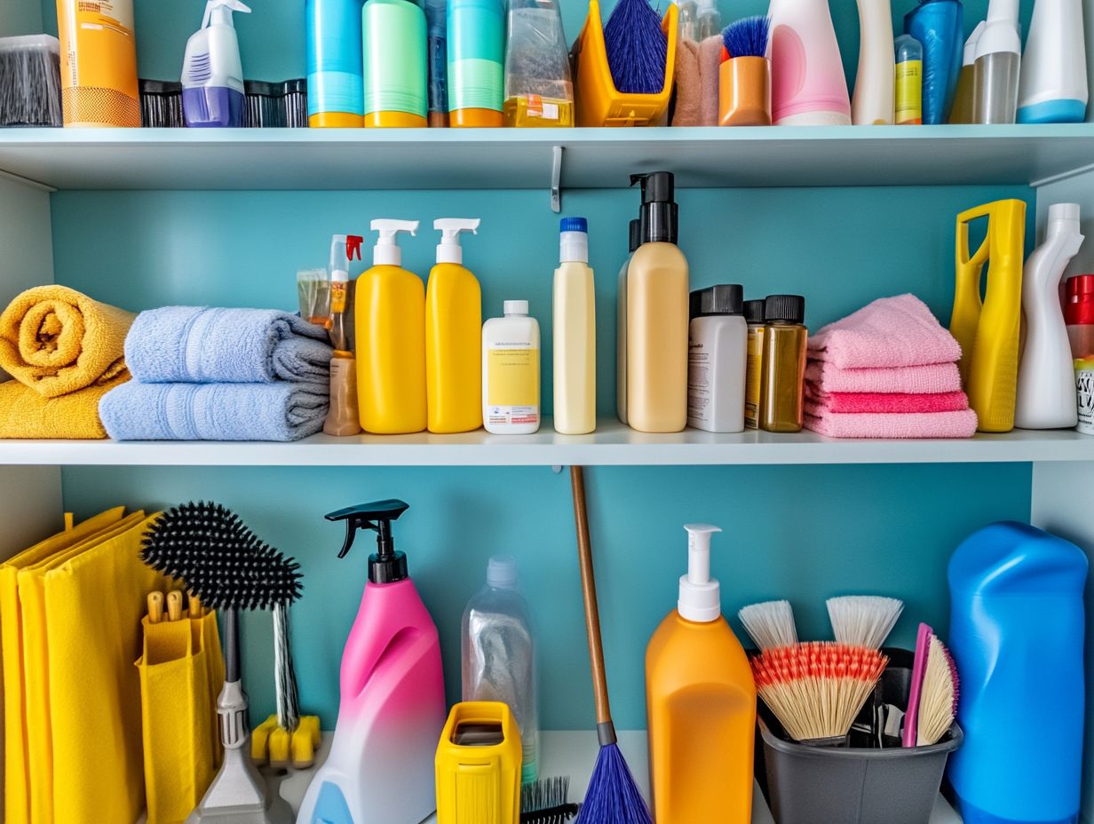 Organized cleaning supplies stored under the sink