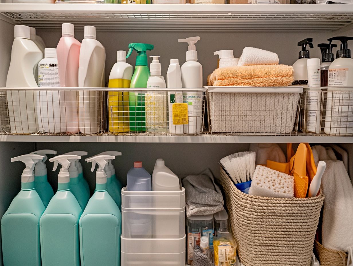 Cleaning caddy in use for organizing supplies