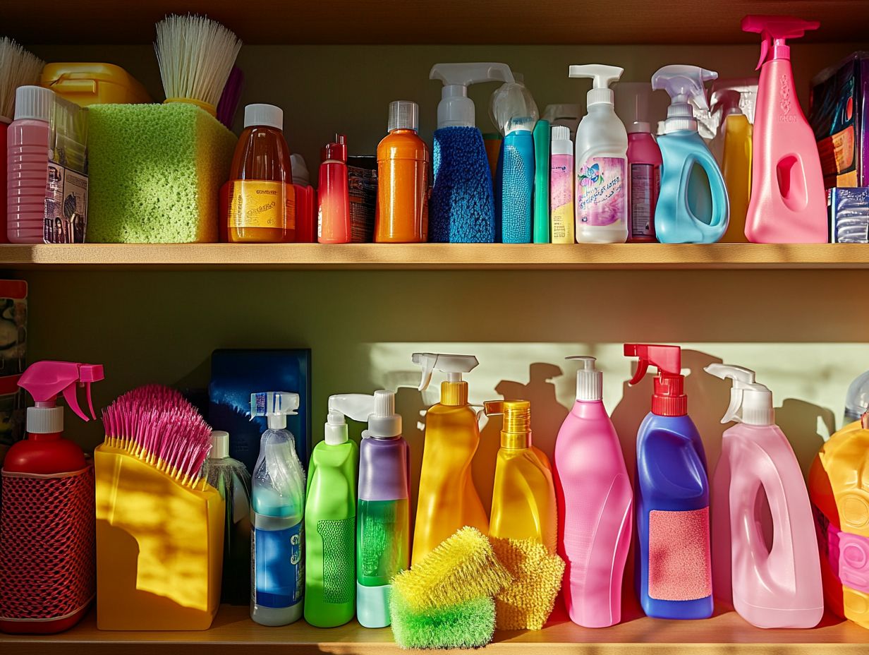 An illustration of storing cleaning supplies away from sunlight.