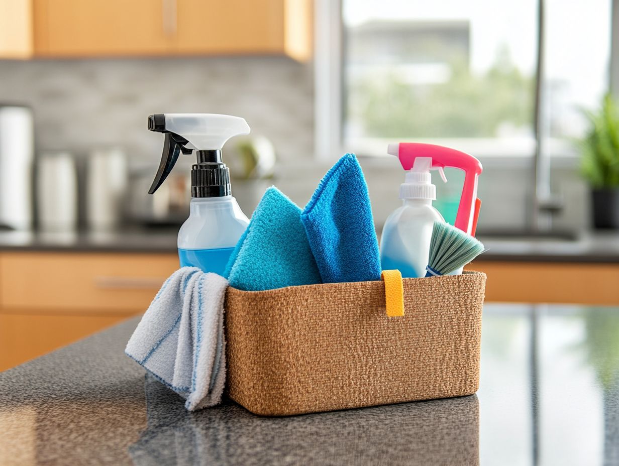 Image illustrating tips for keeping cleaning supplies organized and effective.