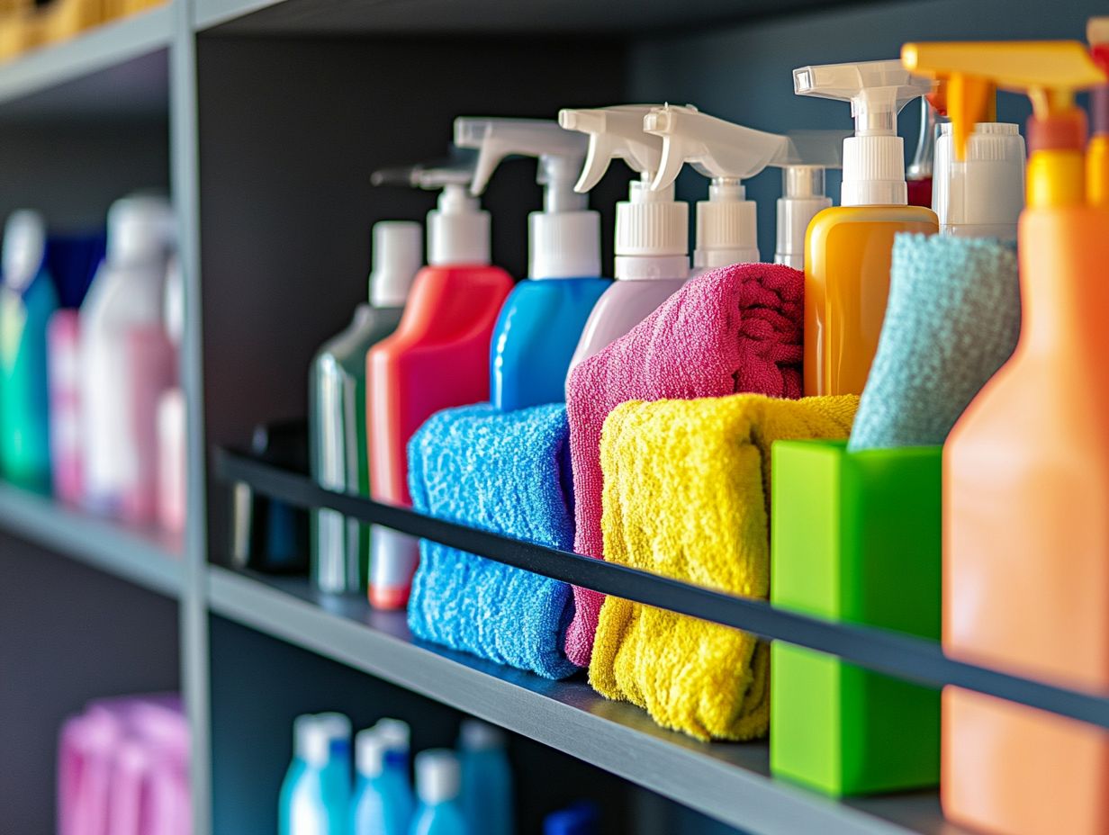 1. How do I organize my cleaning supplies to keep them tidy and safe?