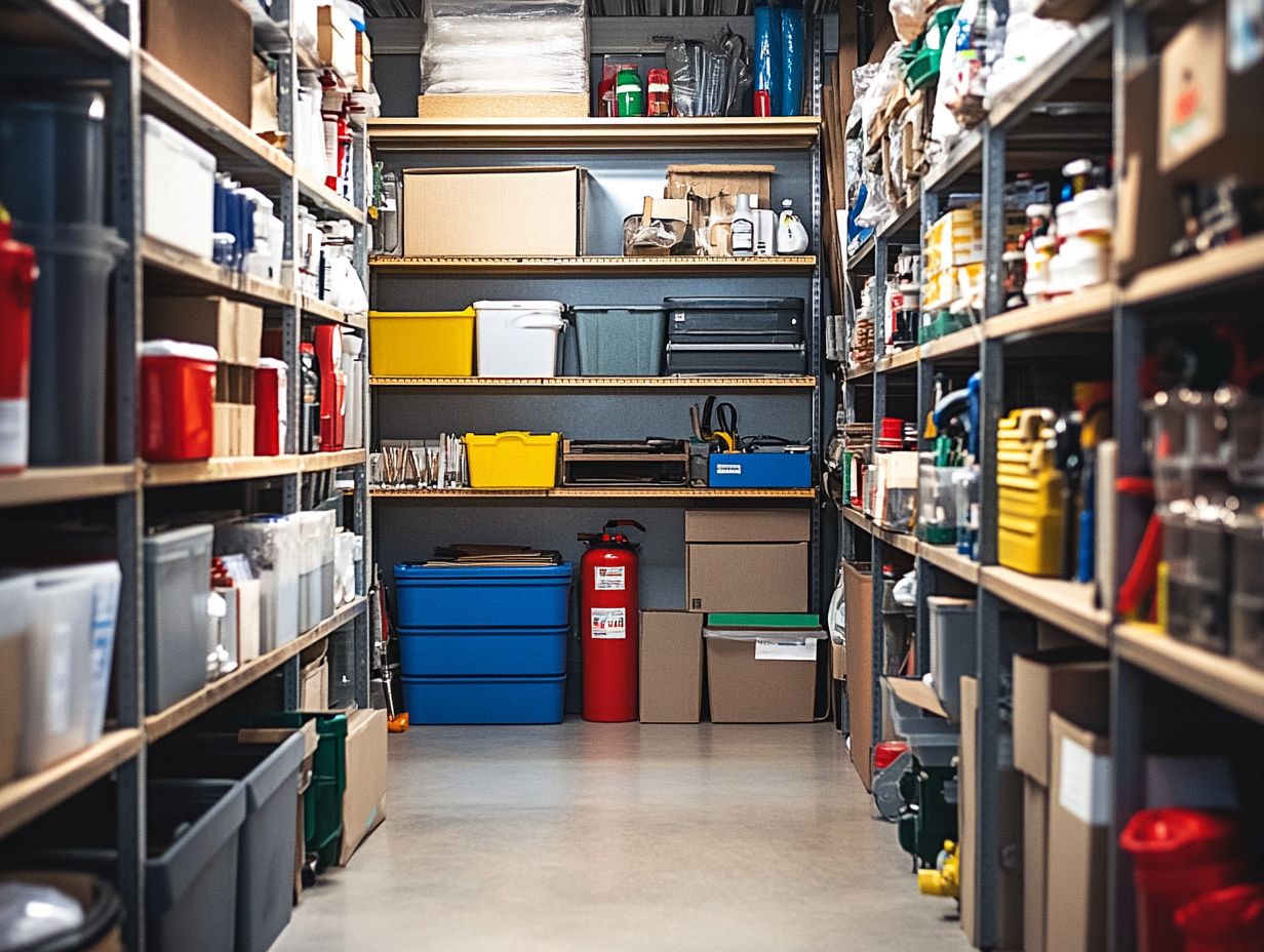 Example of health hazards in a disorganized storage area.