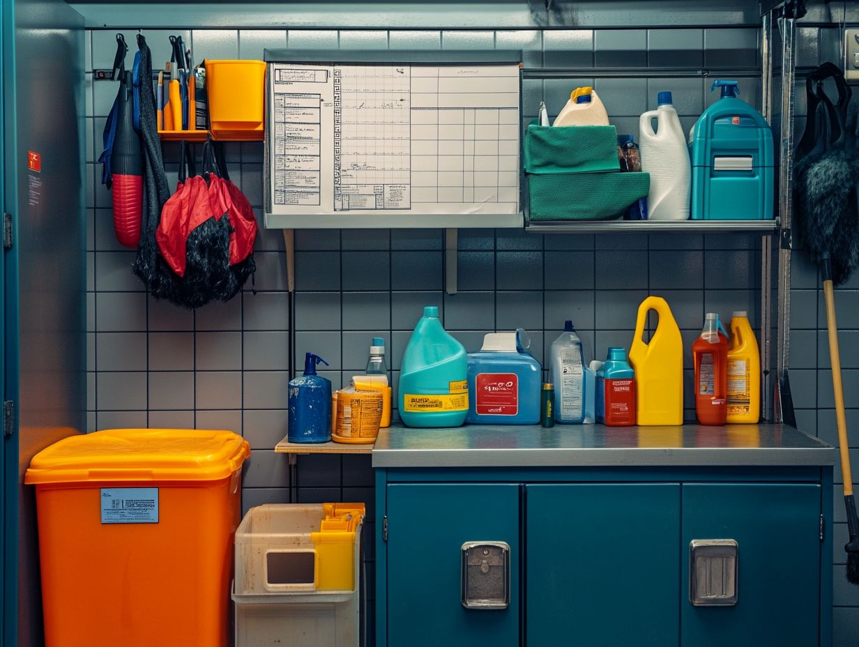 Image illustrating safe storage of cleaning chemicals in original containers