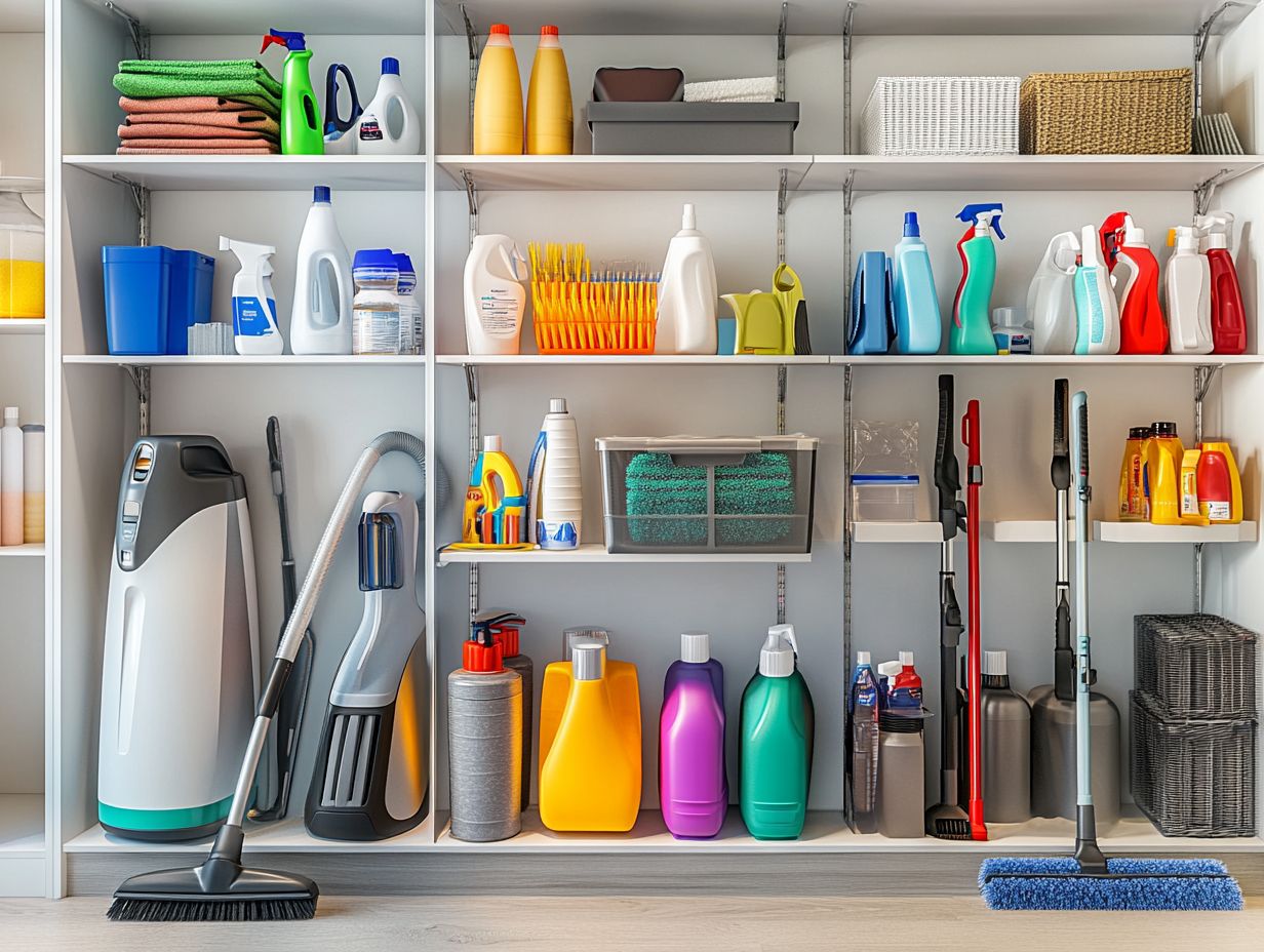 Adjustable shelving and hooks can transform your cleaning space.