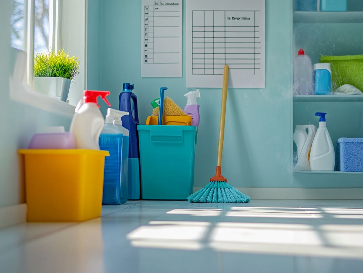 Visual representation of key takeaways for maintaining an organized cleaning area.