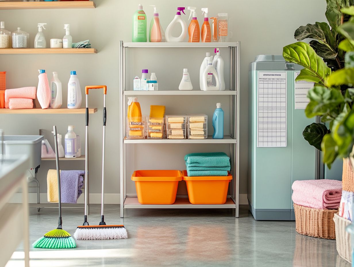 A clean and organized cleaning area