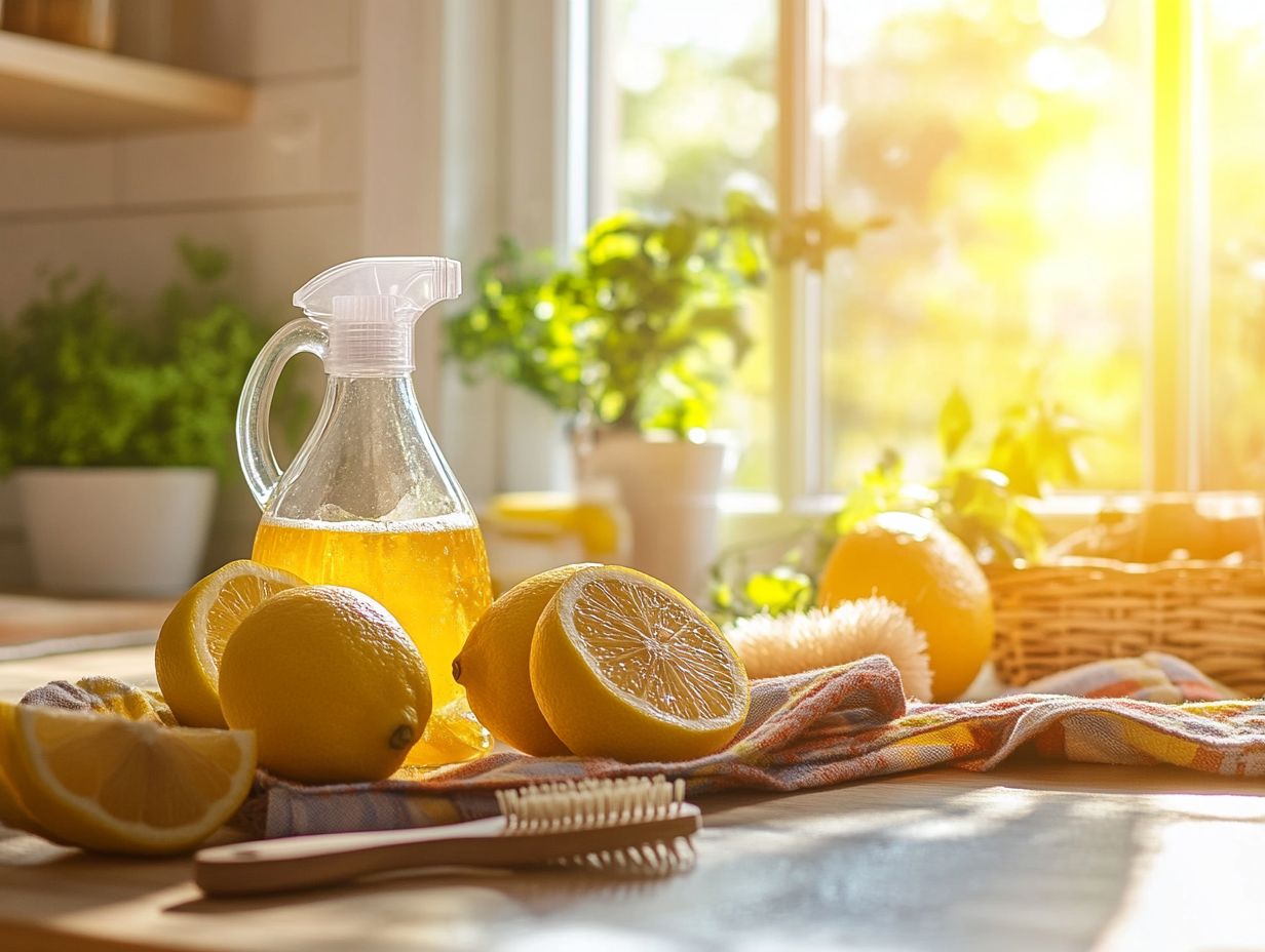 A person making natural cleaning supplies with household ingredients.