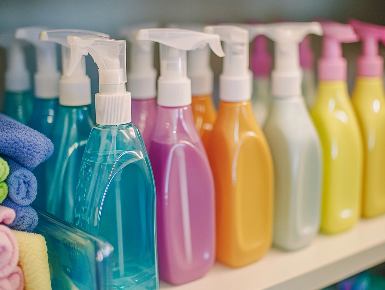 Organized cleaning supplies in labeled containers