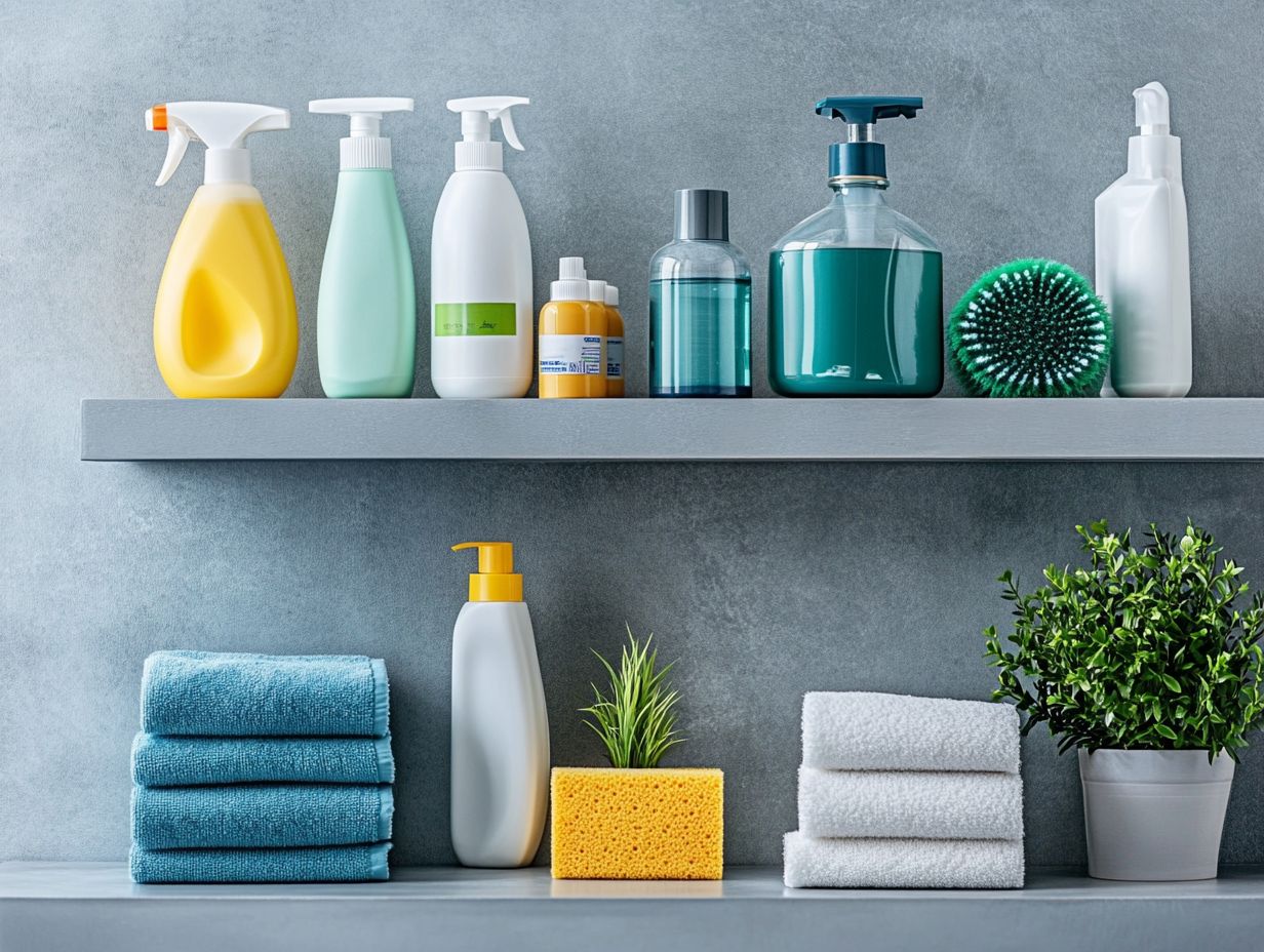 A well-organized cleaning supply area with various storage solutions.