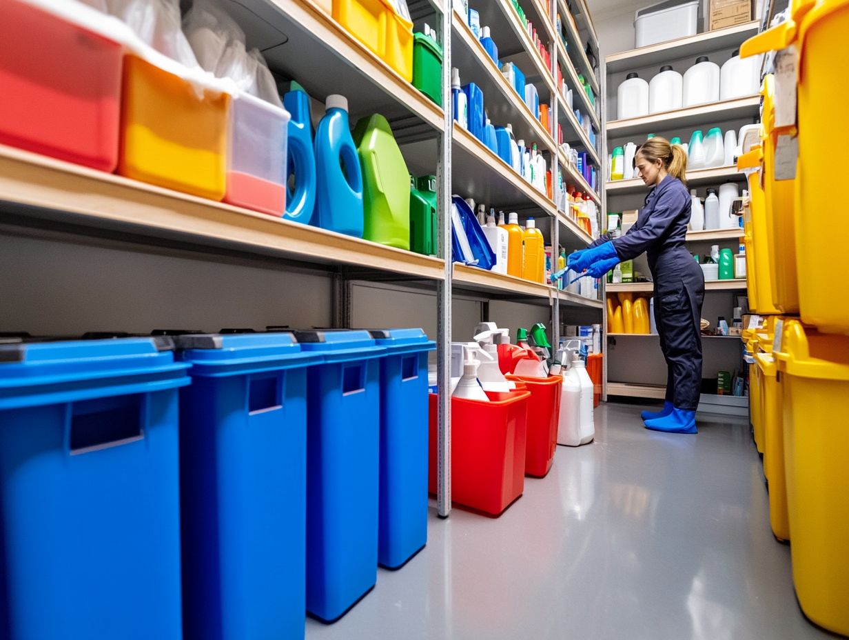 Illustration of organized cleaning tools and strategies