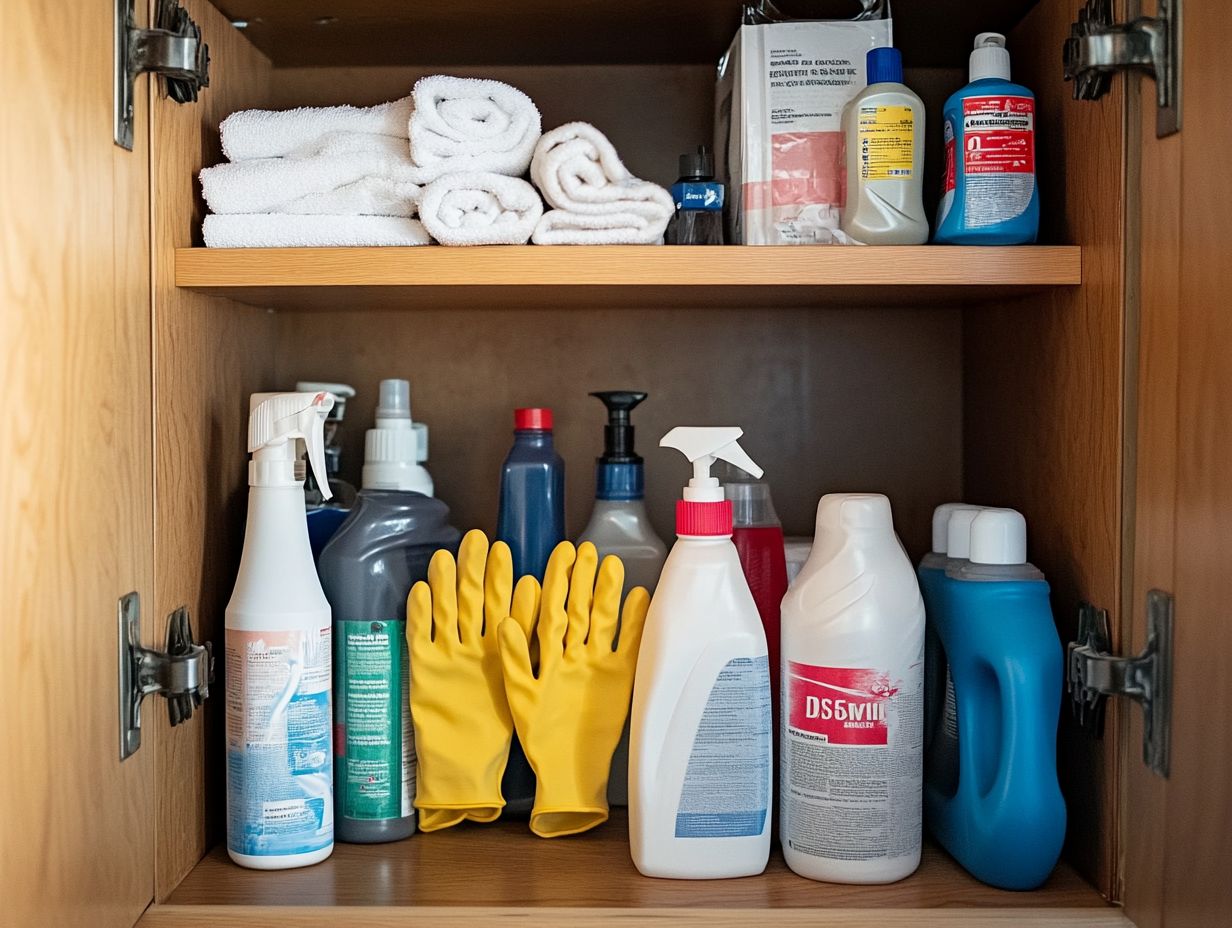 An infographic on the recommended storage conditions for cleaning products.