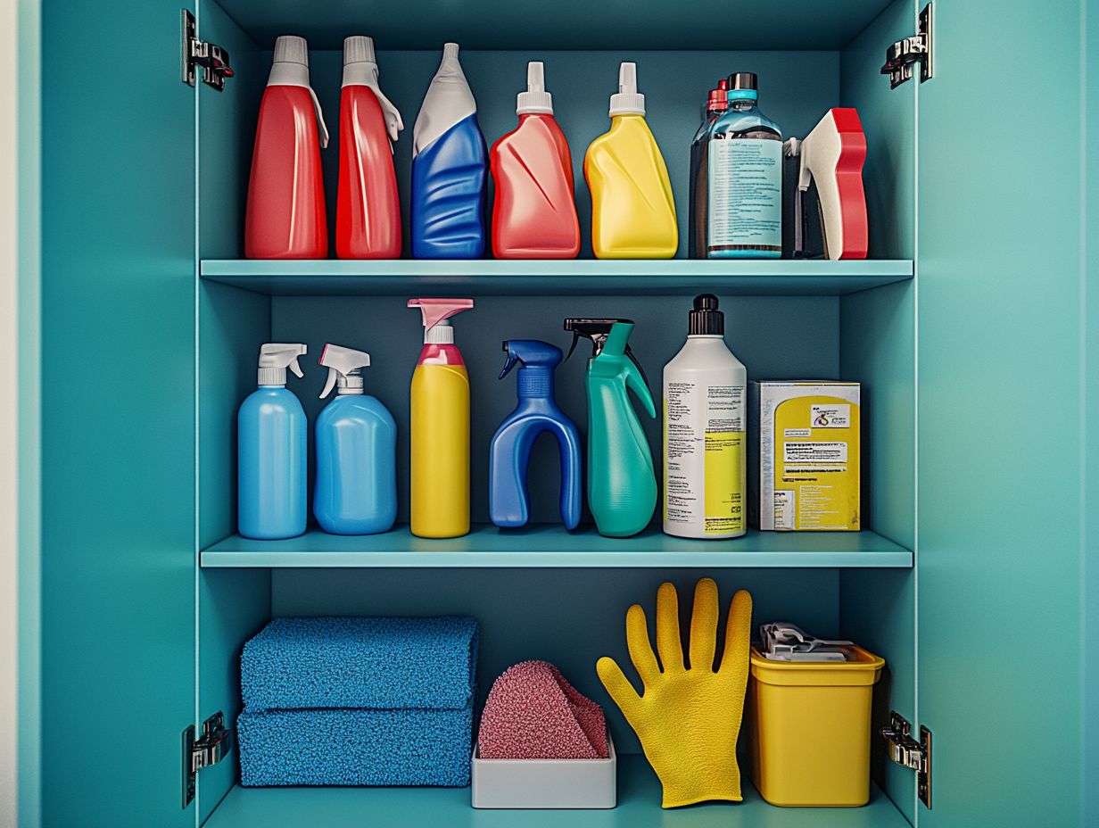 Safety measures for cleaning product storage away from children and pets