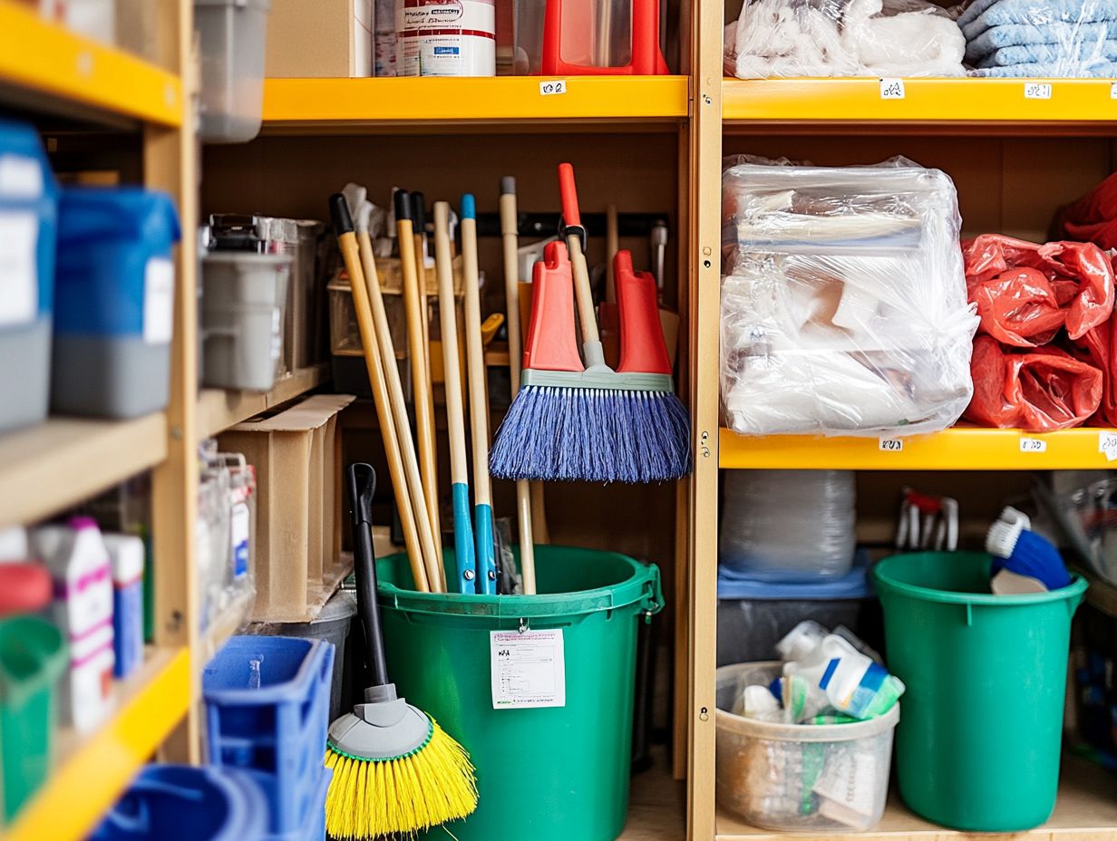 Proper storage of cleaning tools to enhance longevity and accessibility.