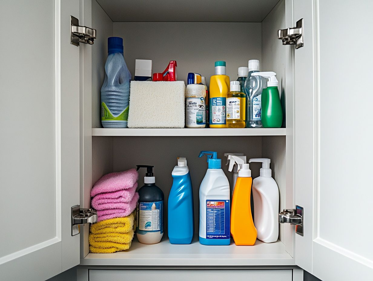 How can I store cleaners in a family home to keep them safe from children?