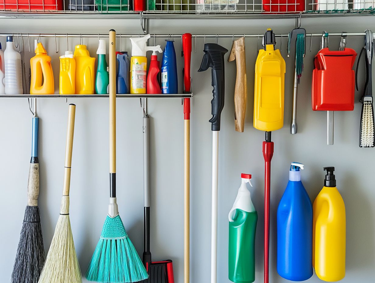 Visual representation of key takeaways for cleaning tool storage.