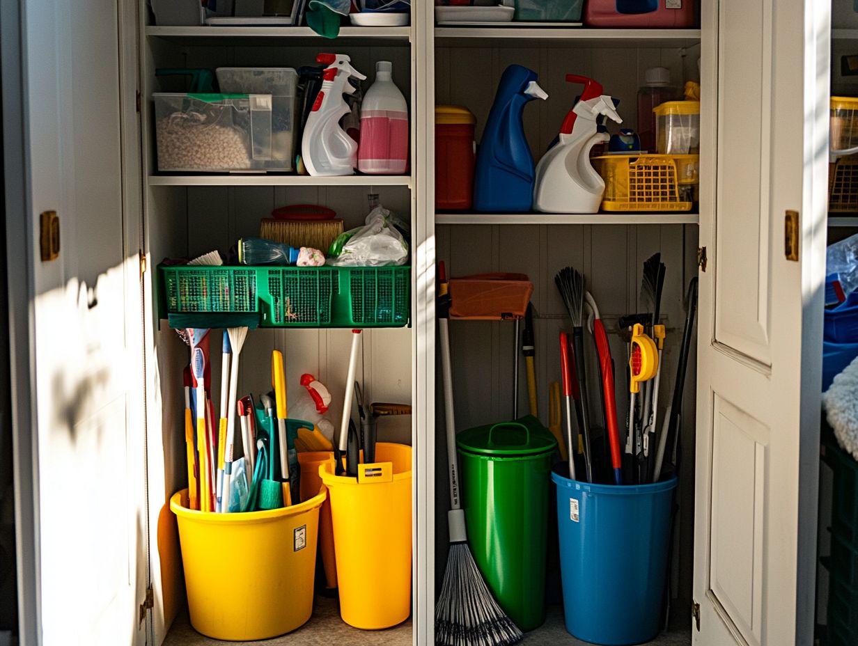 Image showing safe storage of cleaning tools away from heat sources