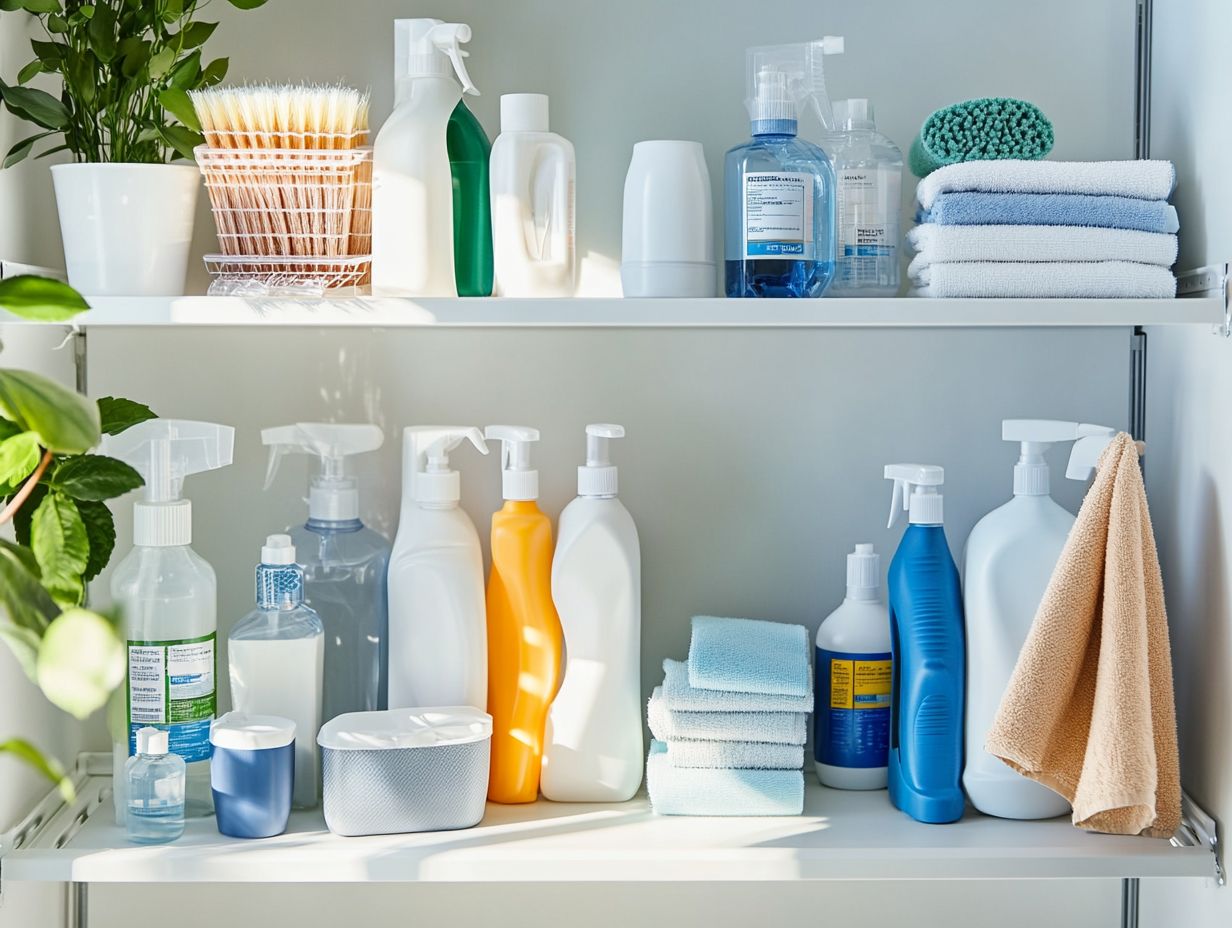 Illustration of effective storage tips for cleaning supplies