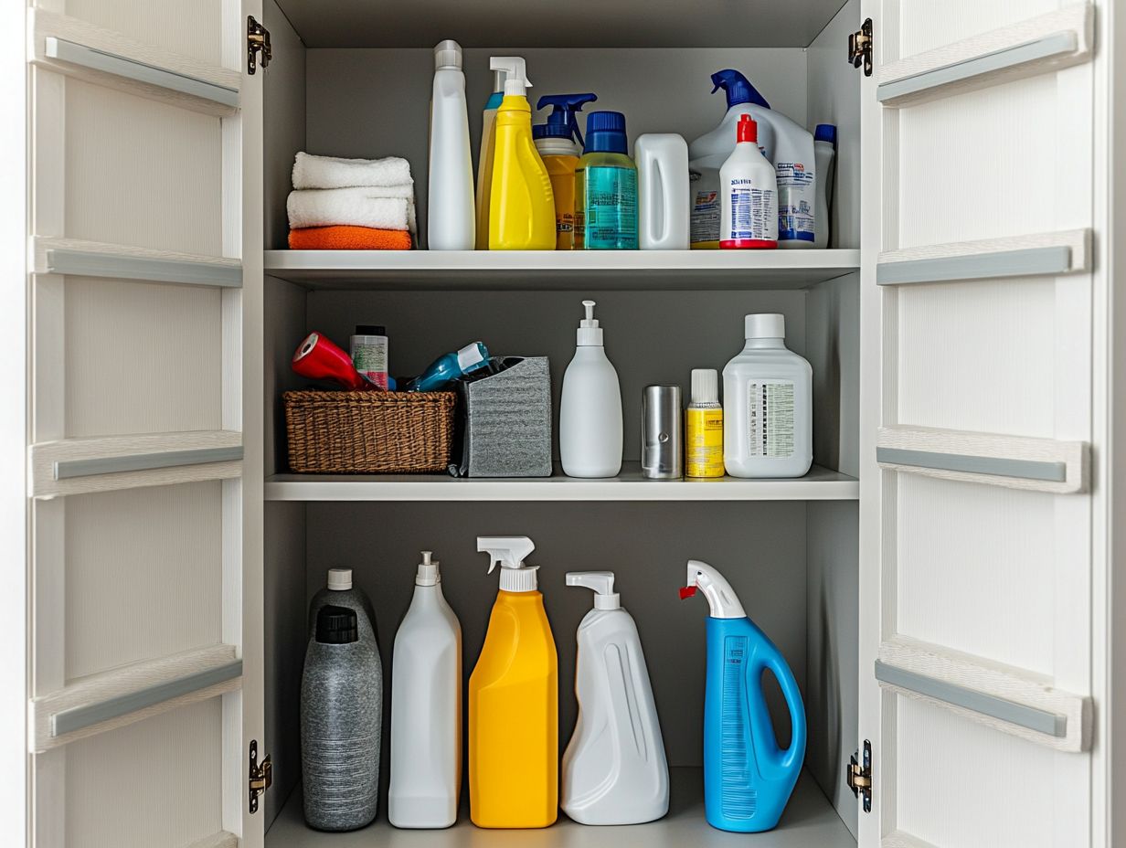 Image illustrating frequently asked questions about cleaning product storage.