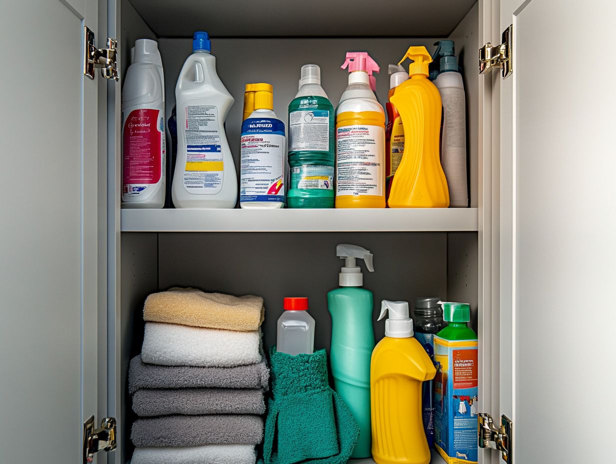 Image depicting cleaning supplies and fire safety precautions