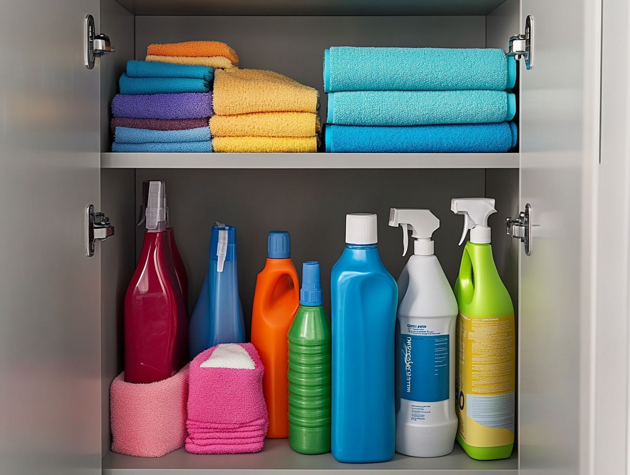 How can I efficiently store my cleaning supplies?