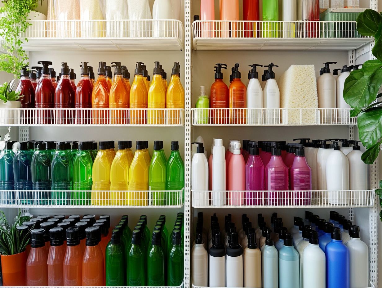 A demonstration of keeping cleaning products in their original containers for safety