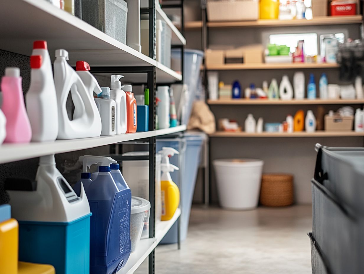 How can I effectively use storage solutions for my cleaning supplies and cleaning tools?