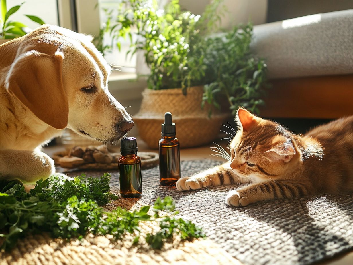 Visual guide to safe essential oils for pets.