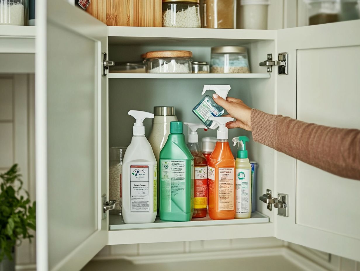 Image illustrating environmental hazards from improper cleaning solution storage