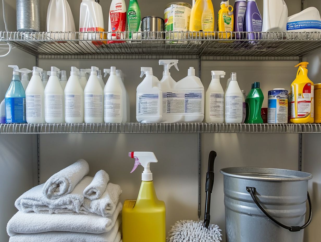 Cleaning supplies in their original containers