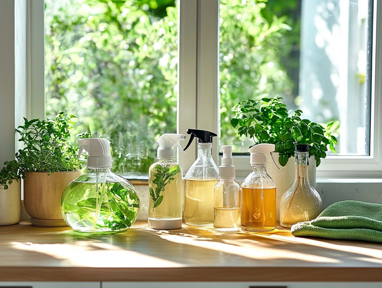 A variety of natural ingredients used in organic cleaning products